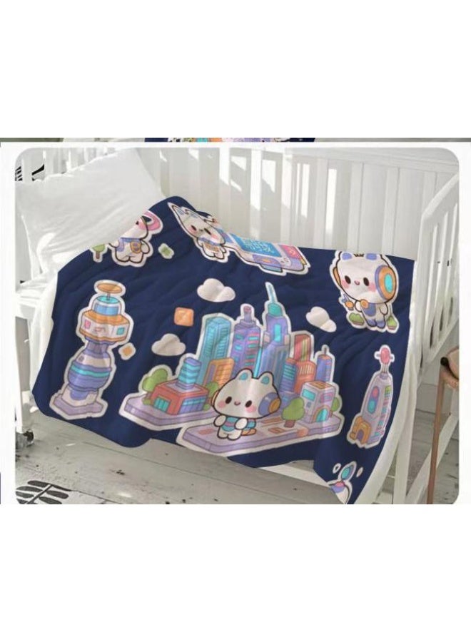 general Baby and children's cartoon flannel thin blanket (warm and comfortable, suitable for sleep, game use) 70cm*100cm - Image 2