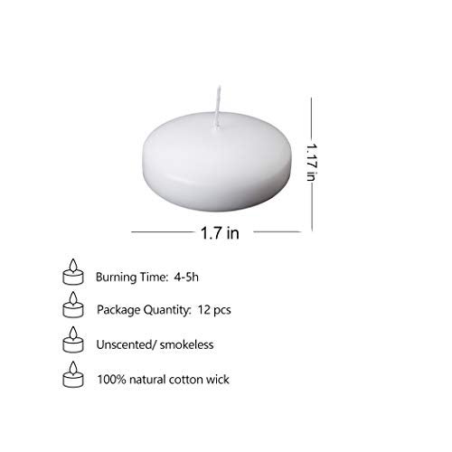 Loviga 12Pcs Floating Candles for Centerpieces 4 Hours 1.7 Inch Burning White Unscented Classic Floating Candles for Weddings, Parties,Spa,House-Warming,Holiday and Home Decorations - Image 2