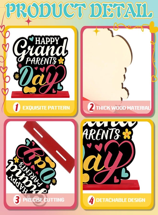 Pickmesh 6 Pcs Grandparents Day Table Centerpieces Happy Grandparents Day Wooden Decorations for Best Grandpa and Grandma Ever Grandma and Grandpa Wood Tabletop Party Supplies, 6 Styles - Image 4