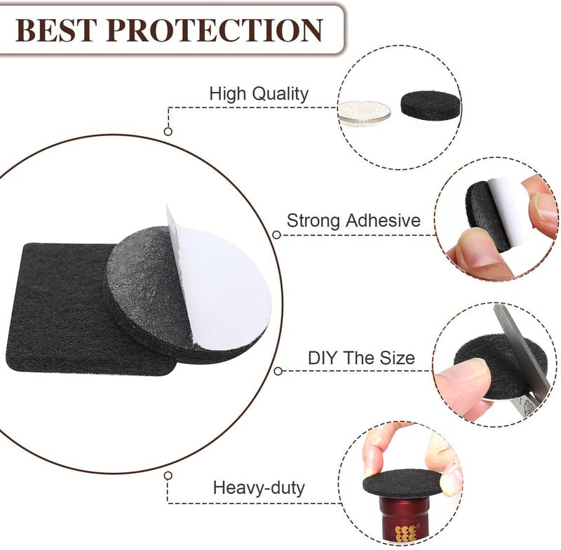 Yelanon Felt Furniture Pads -48 Pcs 1.5"" Premium Felt Pads For Chair Legs Furniture, Floor Protectors For Hardwood Floors, Black - Image 2
