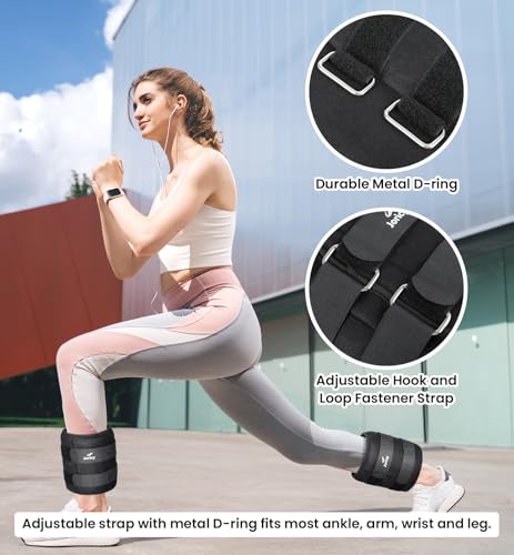 JORICY Ankle Weights, Wrist Leg Arm Weights for Women Men Kids Child with Adjustable Straps, Strength Training Weighted for Jogging, Running, Walking, Fitness, Gym Workout - 12LBS Pair (6 LB Each Weight), - Image 3