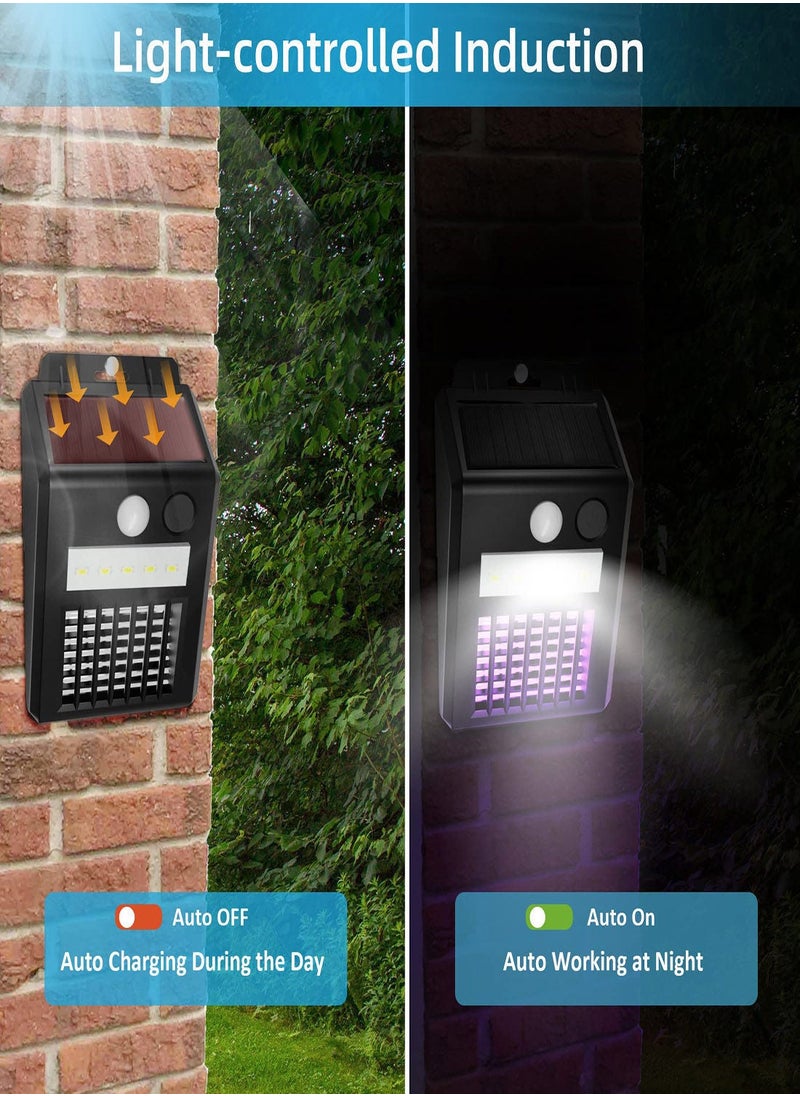 YQbest - 2-in-1 Solar Bug Zapper Outdoor , 1 Pack Powered Mosquito with UV Light, Electric Insect Killer Fly Trap Motion Sensor LED Lights for Use, Garden Waterproof - Image 1