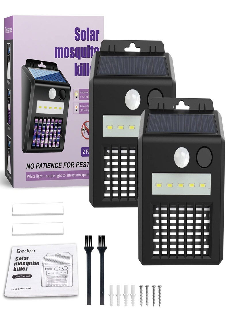 YQbest - 2-in-1 Solar Bug Zapper Outdoor , 1 Pack Powered Mosquito with UV Light, Electric Insect Killer Fly Trap Motion Sensor LED Lights for Use, Garden Waterproof - Image 1