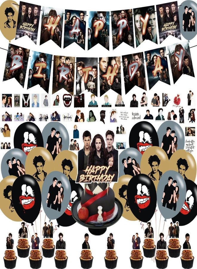 picidae The Saga of Twilight Party Decorations,Birthday Party Supplies for The Saga of Twilight Party Supplies Includes Banner - Cake Topper - 12 Cupcake Toppers - 18 Balloons - Image 2