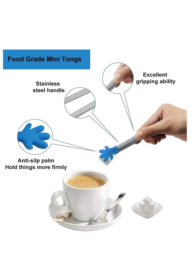 Captaintech Silicone Mini Tongs 6PCS, 5 Inch Hand Shape Food Tongs, Colourful Small Kids Tongs for Serving Food, Ice Cube, Fruits, Sugar, Barbecue - Image 2
