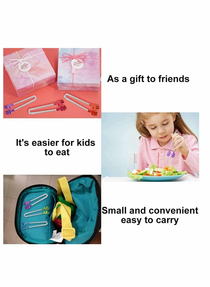 Captaintech Silicone Mini Tongs 6PCS, 5 Inch Hand Shape Food Tongs, Colourful Small Kids Tongs for Serving Food, Ice Cube, Fruits, Sugar, Barbecue - Image 4