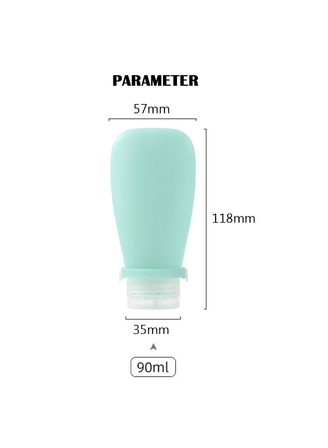 عبوات أدوات زينة محمولة، 4 قطع زجاجات سيليكون مضغوطة سعة 90 مل مع حزام سيليكون لغسول الشامبو والصابون، زجاجات سفر مانعة للتسرب قابلة لإعادة التعبئة للسفر وصالة الألعاب الرياضية والتخييم، BT13 (B) - Image 2