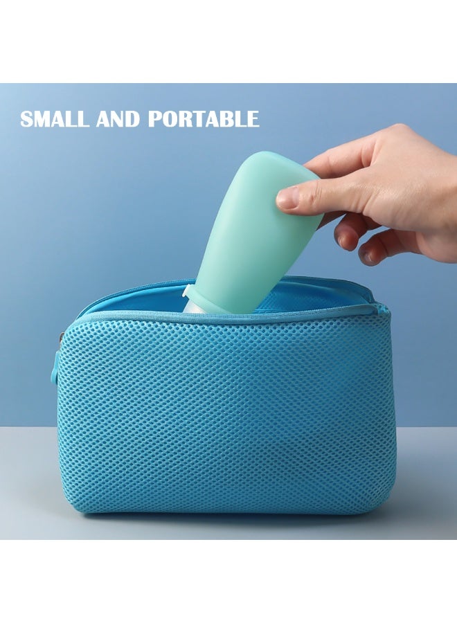 عبوات أدوات زينة محمولة، 4 قطع زجاجات سيليكون مضغوطة سعة 90 مل مع حزام سيليكون لغسول الشامبو والصابون، زجاجات سفر مانعة للتسرب قابلة لإعادة التعبئة للسفر وصالة الألعاب الرياضية والتخييم، BT13 (B) - Image 4