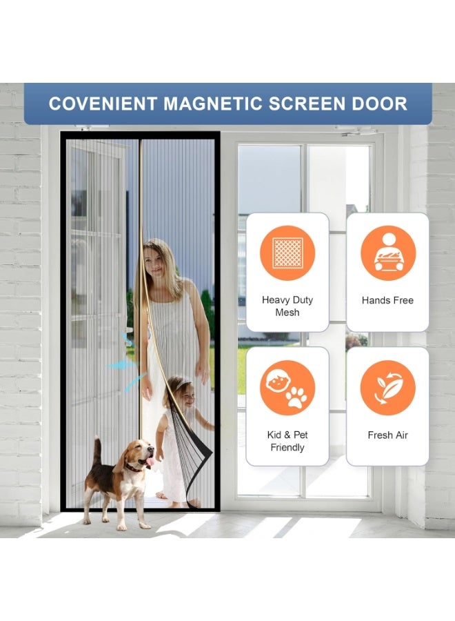 ماجيك ميش باب شبكي مغناطيسي – مناسب لمقاس باب 19.5 × 83 بوصة | ستارة شبكية ضد الحشرات تُغلق تلقائيًا بدون استخدام اليدين، قماش متين مزود بخطاف ولصق للإطار، صديقة للأطفال والحيوانات الأليفة، مثالية للأبواب والبلكونات - Image 2
