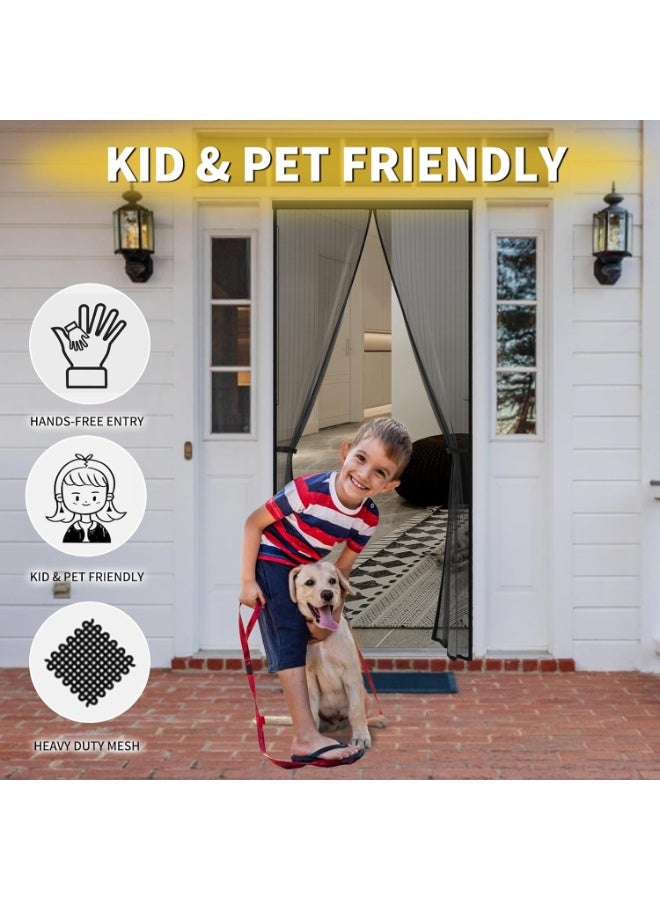 ماجيك ميش باب شبكي مغناطيسي – مناسب لمقاس باب 19.5 × 83 بوصة | ستارة شبكية ضد الحشرات تُغلق تلقائيًا بدون استخدام اليدين، قماش متين مزود بخطاف ولصق للإطار، صديقة للأطفال والحيوانات الأليفة، مثالية للأبواب والبلكونات - Image 5