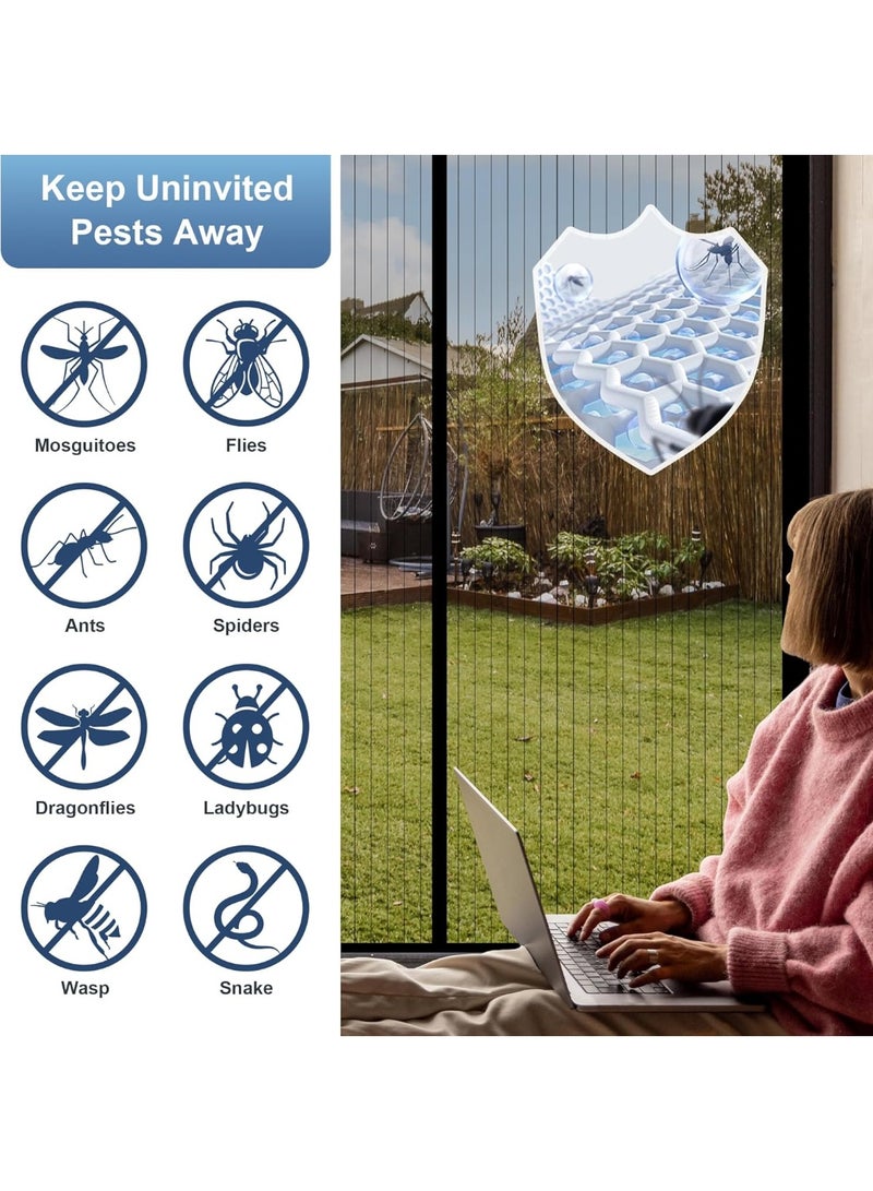 ماجيك ميش باب شبكي مغناطيسي – مناسب لمقاس باب 19.5 × 83 بوصة | ستارة شبكية ضد الحشرات تُغلق تلقائيًا بدون استخدام اليدين، قماش متين مزود بخطاف ولصق للإطار، صديقة للأطفال والحيوانات الأليفة، مثالية للأبواب والبلكونات - Image 3