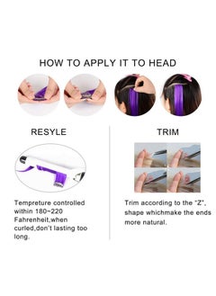 ECOCHARMS 8Pcs Princess Party Highlight Clip In Colored Hair Extension Costumes Wig For Baby Girls&Dolls(Purple&Blue)  - Image 5