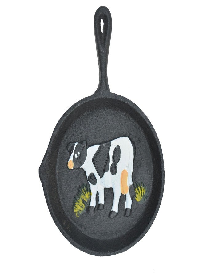 Import Wholesales Cast Iron Skillet Wall Hanging Plaque Holstein Dairy Cow 7.75" Long Decoration