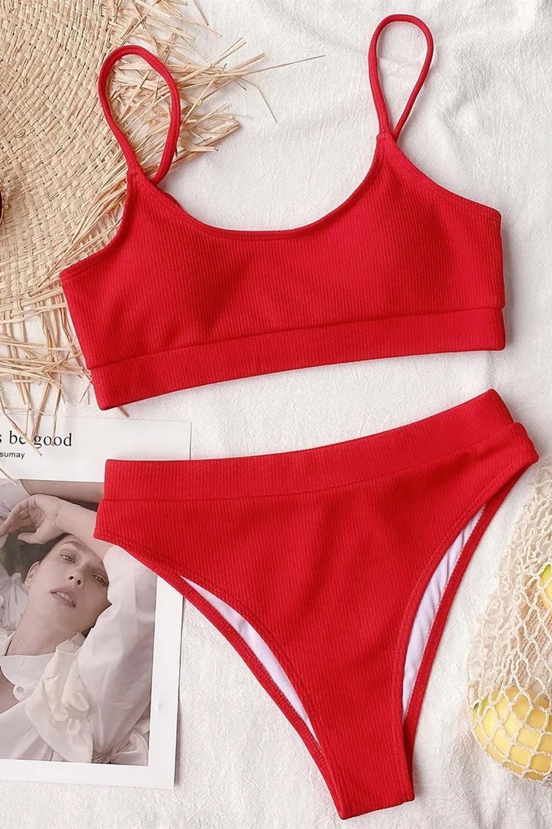Angelsin High Waist Twill Tankini Bikini Top  - Image 3