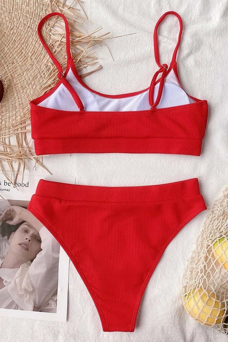 Angelsin High Waist Twill Tankini Bikini Top  - Image 4