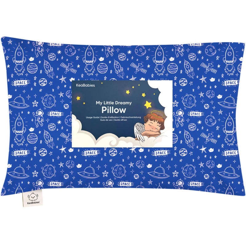 KeaBabies Toddler Pillow with Pillowcase - 13x18 My Little Dreamy Kids Travel Bed Pillows for Sleeping, Organic Cotton Small Pillowcase, Soft & Breathable, Machine Washable,Toddlers 2-5 Years Old(Off to Space) - Image 1