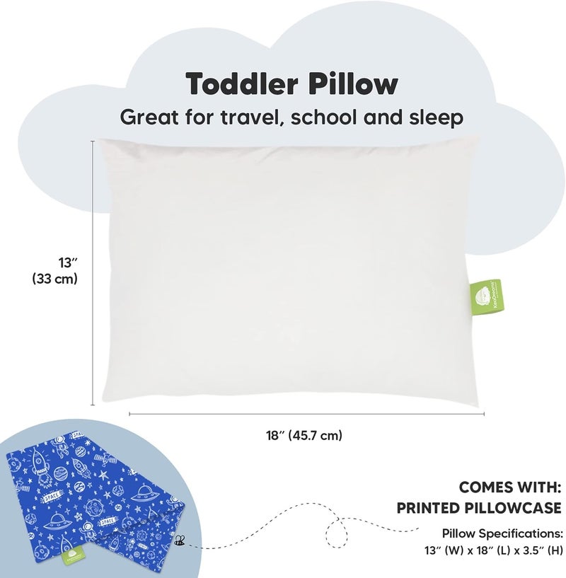 KeaBabies Toddler Pillow with Pillowcase - 13x18 My Little Dreamy Kids Travel Bed Pillows for Sleeping, Organic Cotton Small Pillowcase, Soft & Breathable, Machine Washable,Toddlers 2-5 Years Old(Off to Space) - Image 3