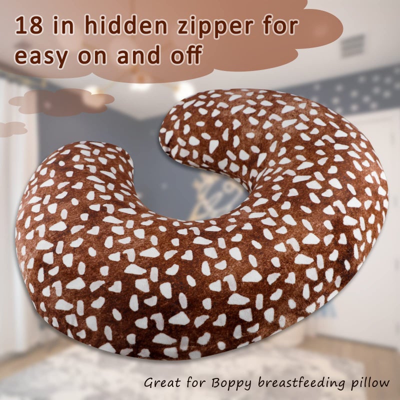 GFU Nursing Pillow Cover for Baby Boys and Girls, Minky Breastfeeding Pillow Case for Newborn, Soft Deer Skin Print Breastfeeding Pillow Slipcover, Stretchy Feeding Cover - Image 5