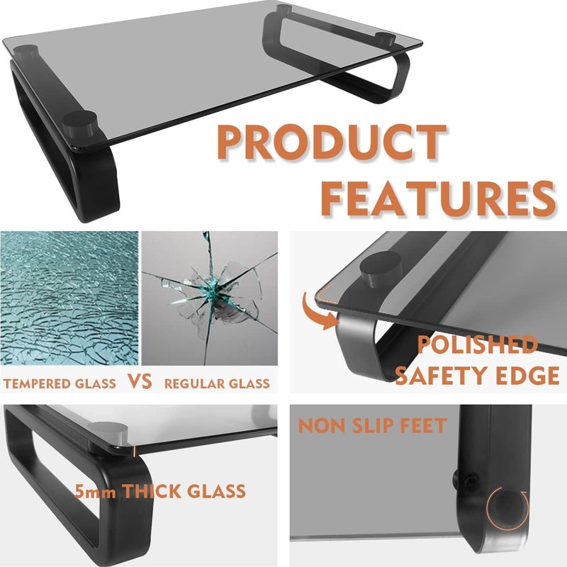 Hemudu Laptop Monitor Stand TV Screen Riser, Black HD02B-001P - Image 2