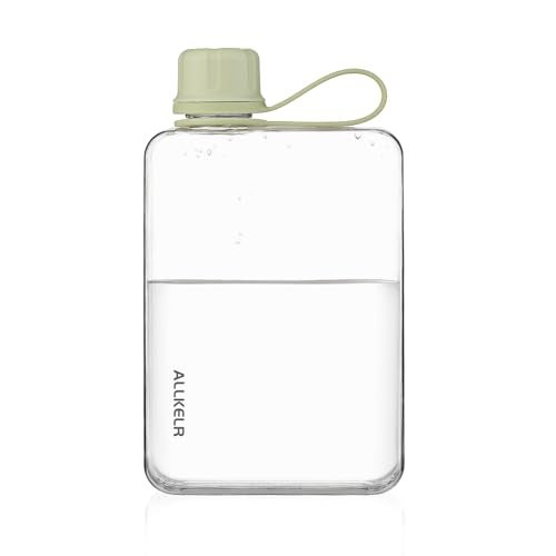 ALLKELR Portable Flat Water Bottle,BPA Free Reusable Tritan Plastic Travel Water Bottle Cup,Lightweight Leakproof Slim Water Bottle Fits Purse,Backpacking, Hiking (Green, 17 oz) - Image 1