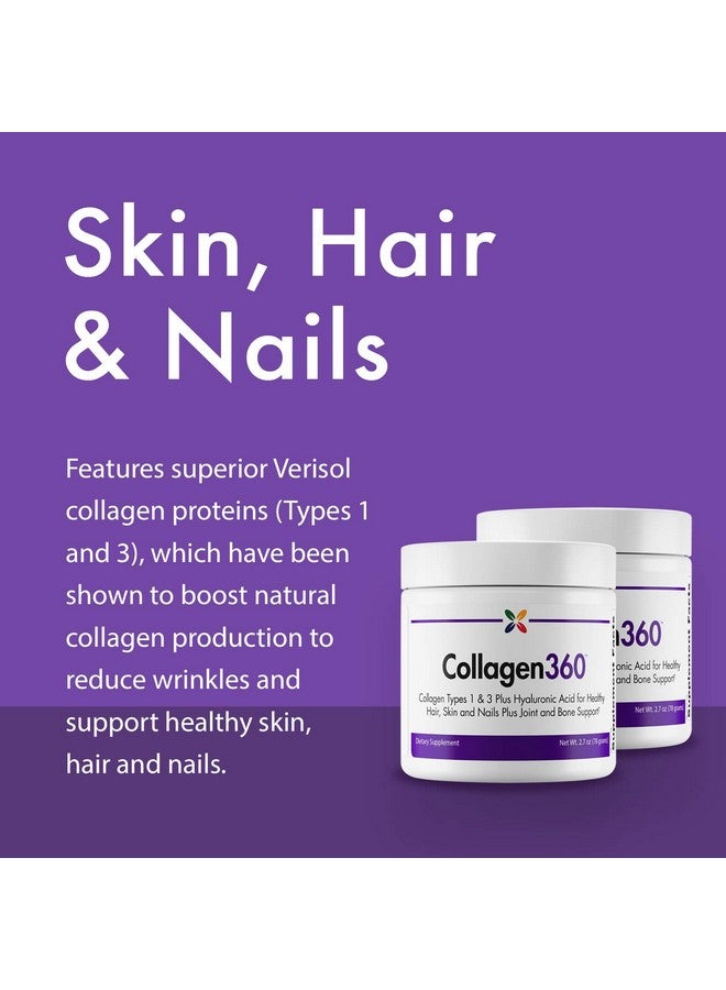 stop aging now Collagen360 With Hyaluronic Acid Collagen Peptides Powder To Support Healthy Hair Nails & Skin Helps Reduce Appearance Of Fine Lines And Wrinkles Powder 2.7 Ounces - Image 3