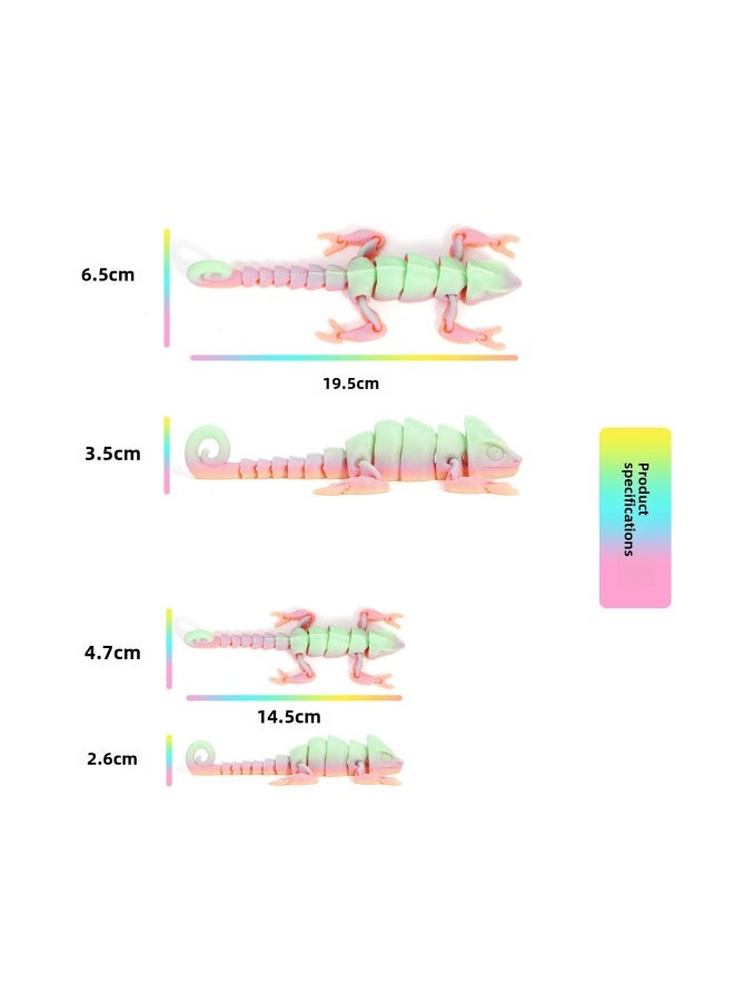 Generic - Explosions TIKTOK TEMU 3D3D Printing Dragon Chameleon Whole Body Joint Movable Simulation Pet Lizard-Colour:Chameleon-tao White-19.5cm - Image 1