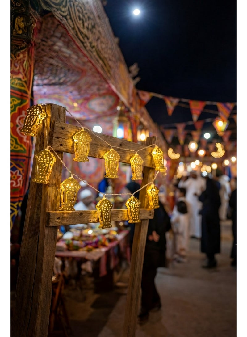 4-Pack Ramadan LED Curtain String Lights, 2M Each | Decorative Hanging Lantern, Mosque & Crescent Fairy Lights for Windows, Walls & Balcony Decor - Image 5