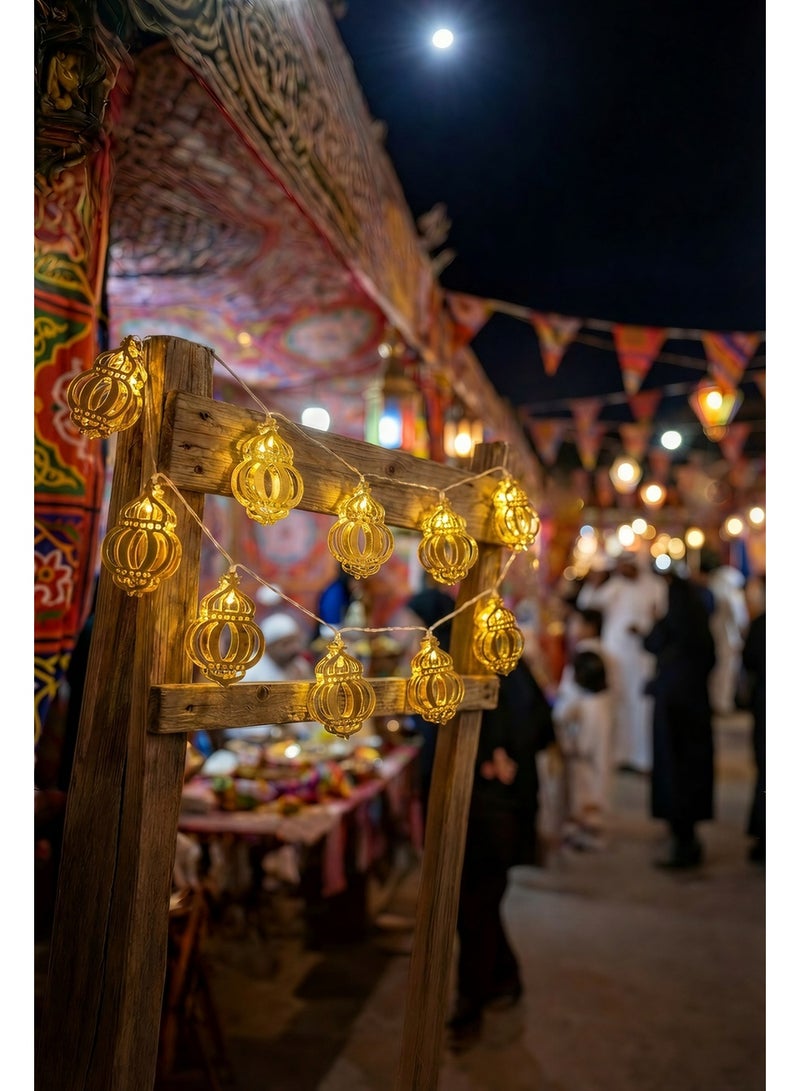 4-Pack Ramadan LED Curtain String Lights, 2M Each | Decorative Hanging Lantern, Mosque & Crescent Fairy Lights for Windows, Walls & Balcony Decor - Image 4