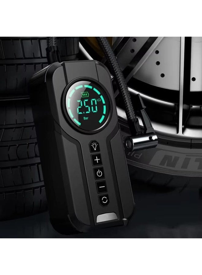 Silver Love Portable Air Pump 120W, Digital Tire Inflator with LCD Display, 8000mAh Rechargeable Battery, Auto Shut-Off, LED Light, Air Compressor for Car, Motorcycle, Bicycle & Balls, Black - Image 4
