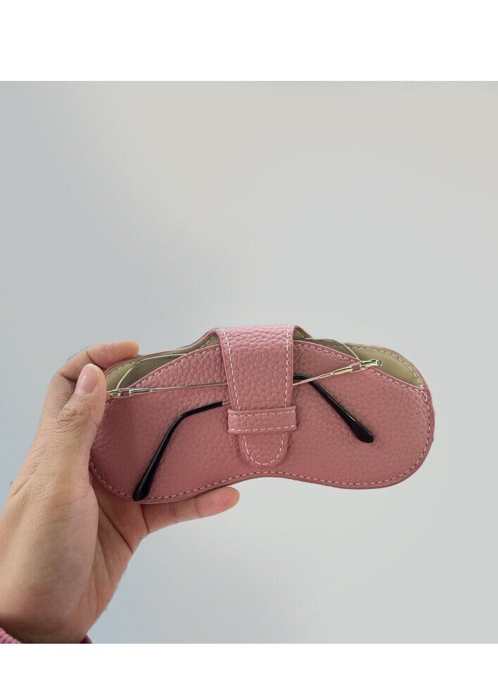 Barakah Glasses Case Soft Portable Universal Genuine Leather Slim Eyeglass Pouch for Sunglasses Reading Glasses Eyeglass Pink - Image 1