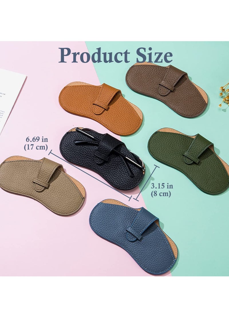 Barakah Glasses Case Soft Portable Universal Genuine Leather Slim Eyeglass Pouch for Sunglasses Reading Glasses Eyeglass Pink - Image 5