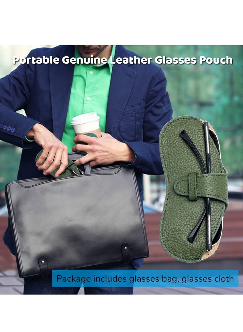 Barakah Glasses Case Soft Portable Universal Genuine Leather Slim Eyeglass Pouch for Sunglasses Reading Glasses Eyeglass Pink - Image 2