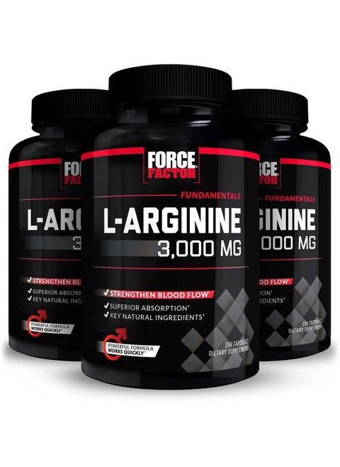 L-Arginine,3-Pack,Nitric Oxide Supplement with BioPerine to Help Build Muscle & Support Stronger Blood Flow,Circulation,Nutrient Delivery,& Pumps,L-Arginine 3000mg,3g,450 Capsules