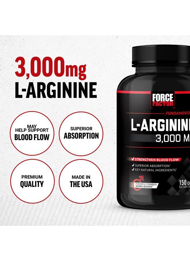 Force Factor - L-Arginine,3-Pack,Nitric Oxide Supplement with BioPerine to Help Build Muscle & Support Stronger Blood Flow,Circulation,Nutrient Delivery,& Pumps,L-Arginine 3000mg,3g,450 Capsules - Image 1