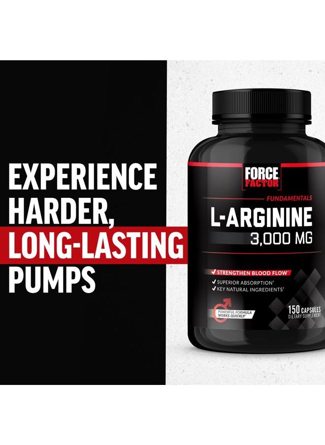 Force Factor - L-Arginine,3-Pack,Nitric Oxide Supplement with BioPerine to Help Build Muscle & Support Stronger Blood Flow,Circulation,Nutrient Delivery,& Pumps,L-Arginine 3000mg,3g,450 Capsules - Image 1