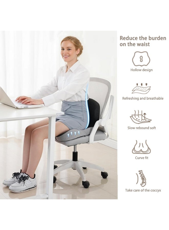Seat Cushions and Lumbars Support Pillows, Reduce Pressure On Tailbone, Relieve Pain, Memory Foam Office Chair Cushions for Back, Seat Cushions Back Support Pillows with Washable Cover, for Office Chair, Gaming Chair, Wheelchair and Car Seat - Image 3