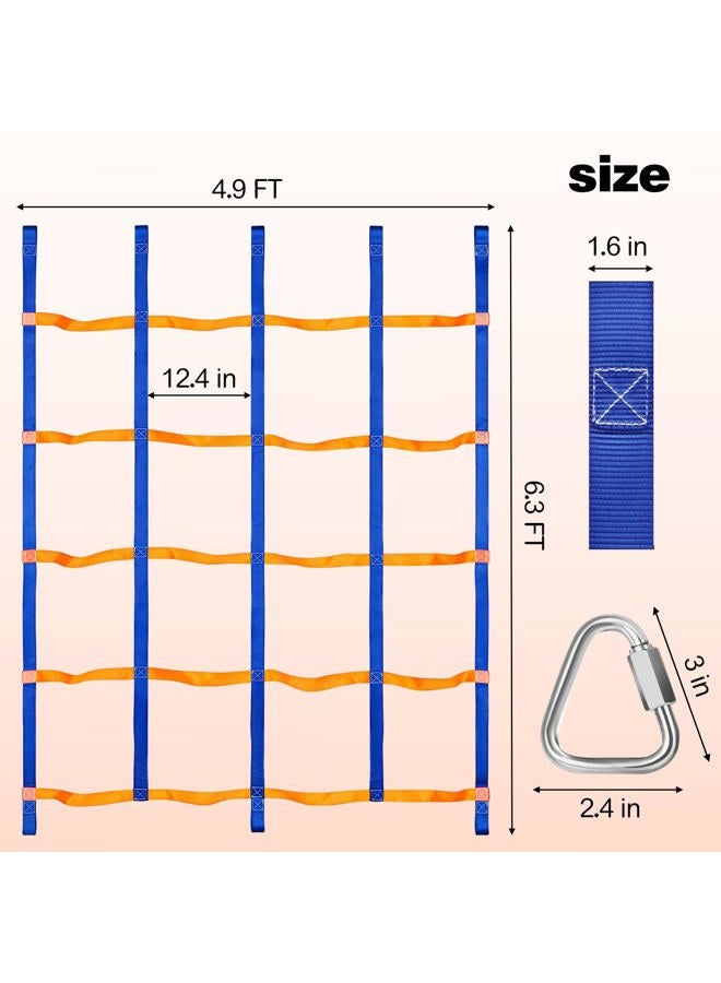 TOPNEW Climbing Net for Kids Outdoor, Portable Ninja Cargo Net Rope Ladder Monkey Bars for Ninja Slackline, Jungle Gyms, Swing Set, Warrior Style Obstacle Courses for Outdoor Treehouse - Image 5