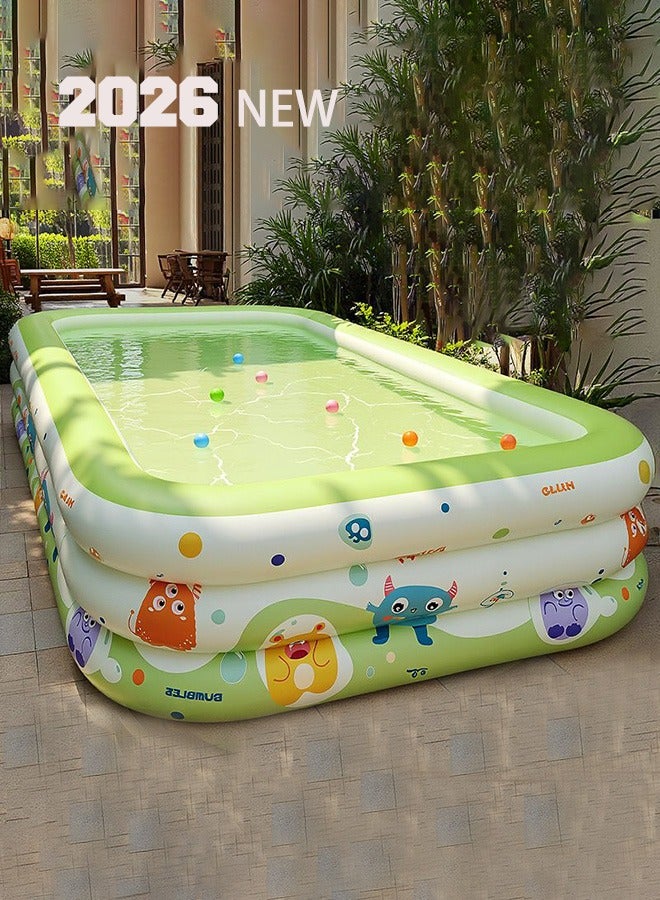 150x105x56cm PVC Inflatable Swimming Pool for Kids – Safe, Thickened, Vibrant Green Design with Separate Air Valves – Ideal for Toddlers and Babies - Image 1