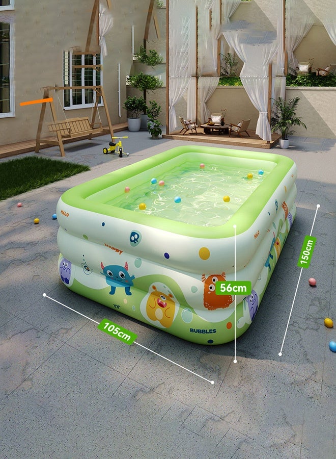 150x105x56cm PVC Inflatable Swimming Pool for Kids – Safe, Thickened, Vibrant Green Design with Separate Air Valves – Ideal for Toddlers and Babies - Image 3