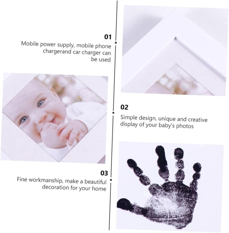Levemolo Handprint Photo Frame and Newborn Picture Holder for Nursery Decor, White Pp Plastic Growth Record Keepsake, Home Desktop Display for Babies - Image 5