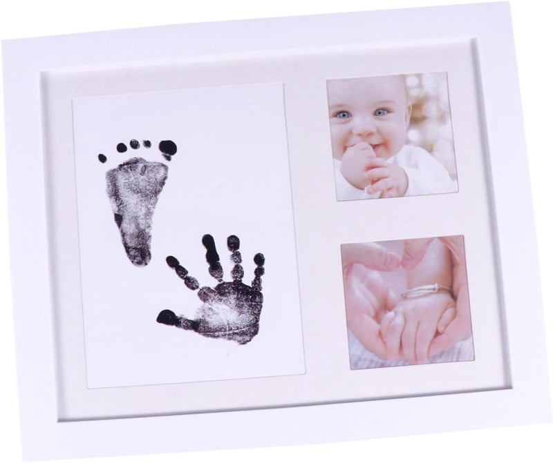 Levemolo Handprint Photo Frame and Newborn Picture Holder for Nursery Decor, White Pp Plastic Growth Record Keepsake, Home Desktop Display for Babies - Image 1