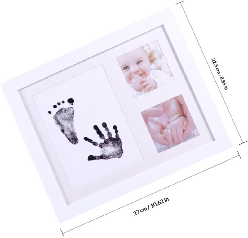 Levemolo Handprint Photo Frame and Newborn Picture Holder for Nursery Decor, White Pp Plastic Growth Record Keepsake, Home Desktop Display for Babies - Image 2