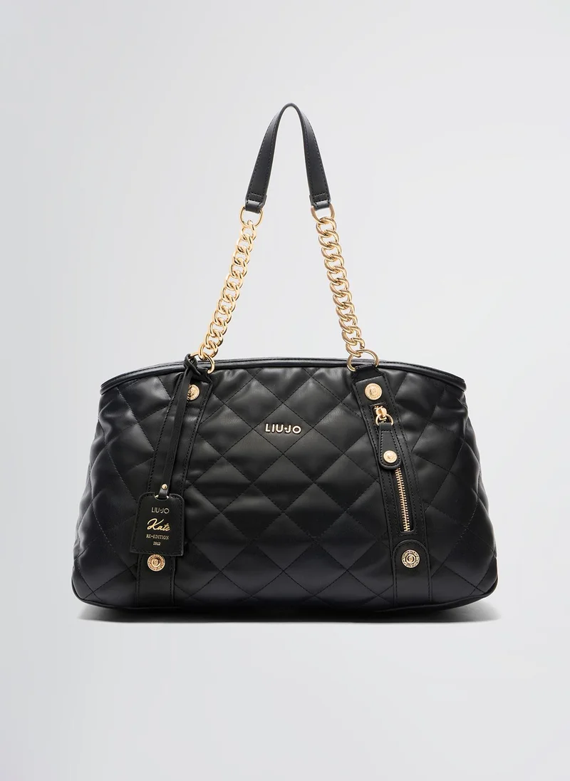 ليو جو Quilted black handbag