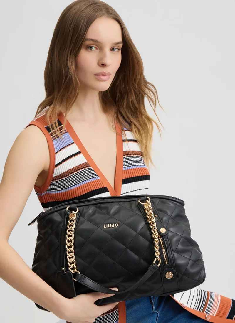 ليو جو Quilted black handbag