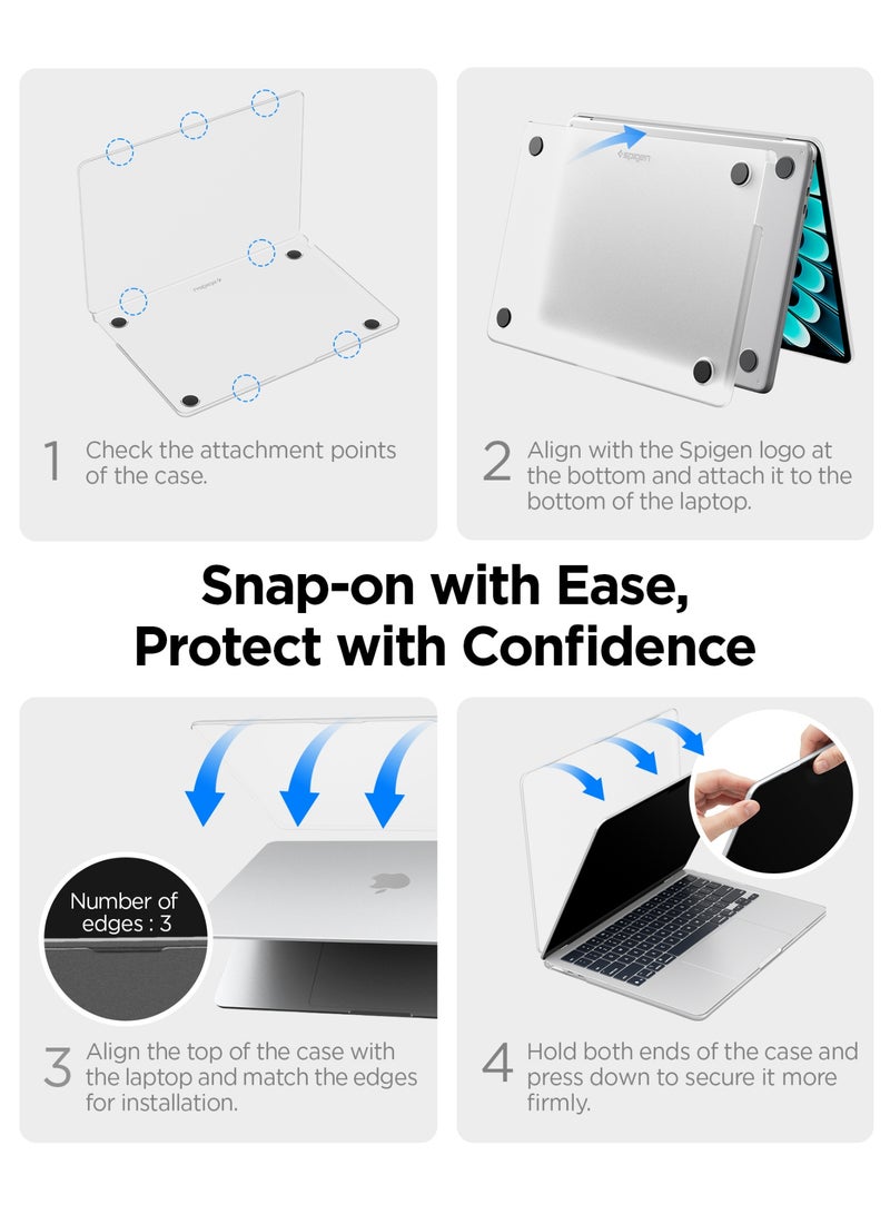 Spigen Air Skin for MacBook Air 13 inch case M5/M4/M3/M2 2026/2025-2022 Ultra Slim Thin cover Translucent Matte Protective Shell 13.6 inch A3449, A3240, A3113, A2681 - Frost Black - Image 4