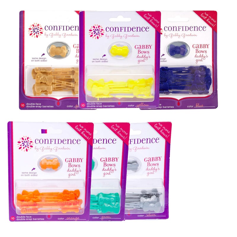 Confidence  GaBBY Bow Daddys Girl Design  Patented NonSlip Barrettes  60 Pack 6 Bow Colors