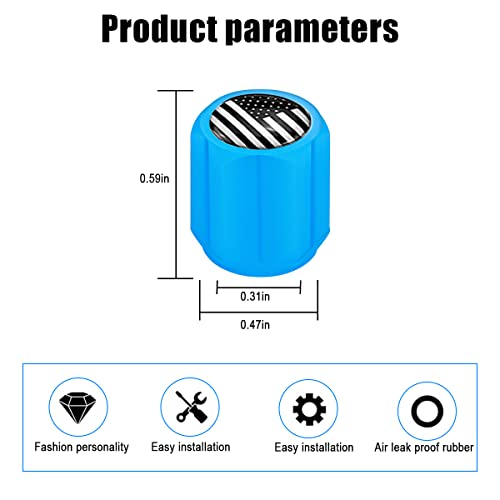 YALOK 12PCS Fluorescent Car Tire Valve Caps, Luminous Tire Air Caps Cover, Vehicle Tire Pressure Caps, Illuminated Auto Car Wheel Valve Stem, Universal for Car, SUV, Motorcycle, Truck, Bike (Blue/Black) - Image 2