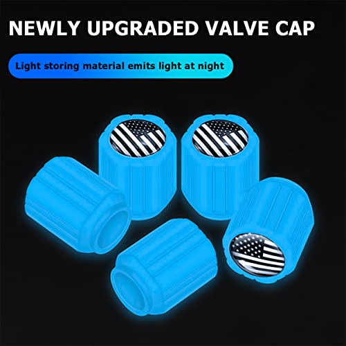 YALOK 12PCS Fluorescent Car Tire Valve Caps, Luminous Tire Air Caps Cover, Vehicle Tire Pressure Caps, Illuminated Auto Car Wheel Valve Stem, Universal for Car, SUV, Motorcycle, Truck, Bike (Blue/Black) - Image 4