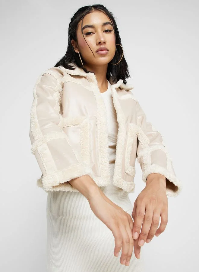 Ginger Cropped Jacket With Borg Trims
