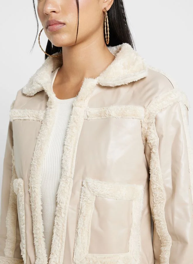 Ginger Cropped Jacket With Borg Trims